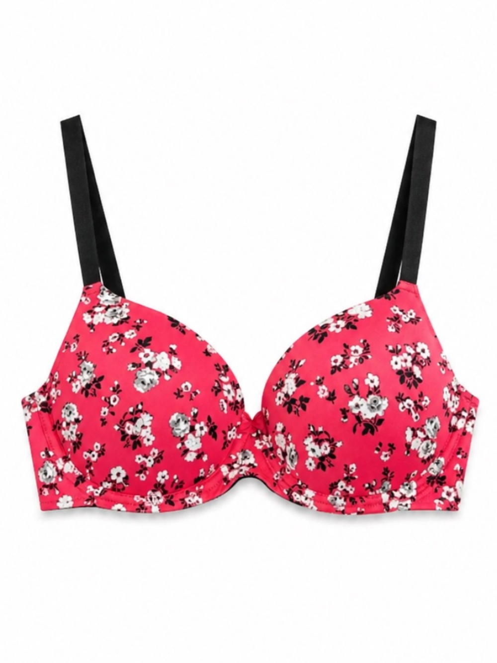 PINK Victoria's Secret Red and Black Florals Bra – 32DD EUC